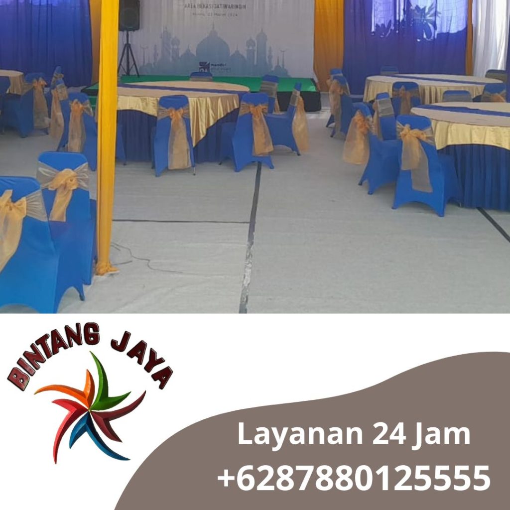 Sewa Meja D 160cm Sekerting biru Toping gold Area Jakarta