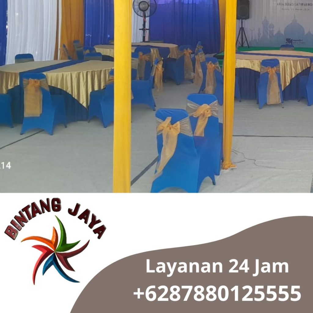 Sewa Meja D 160cm Sekerting biru Toping gold Area Jakarta