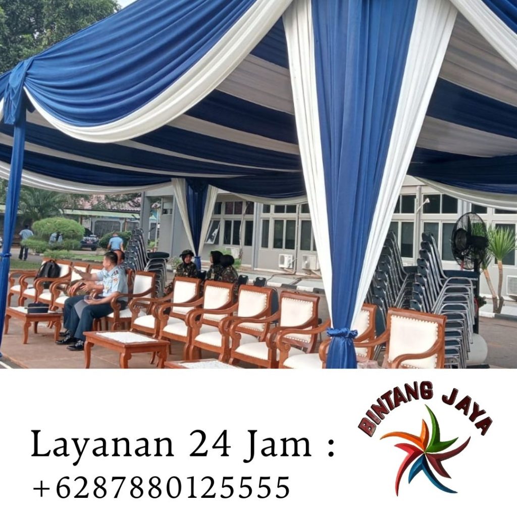 Disewakan Tenda Serut Cover Biru Mewah Area Jakarta Pusat