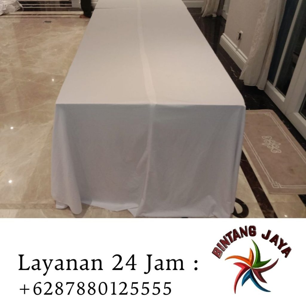 Layanan Meja Panjang Cover Putih Elegan Area Jakarta Pusat