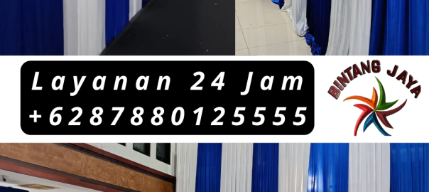 Pusat Sewa Tirai Dekorasi Mewah Biru Putih Area Bogor Selatan