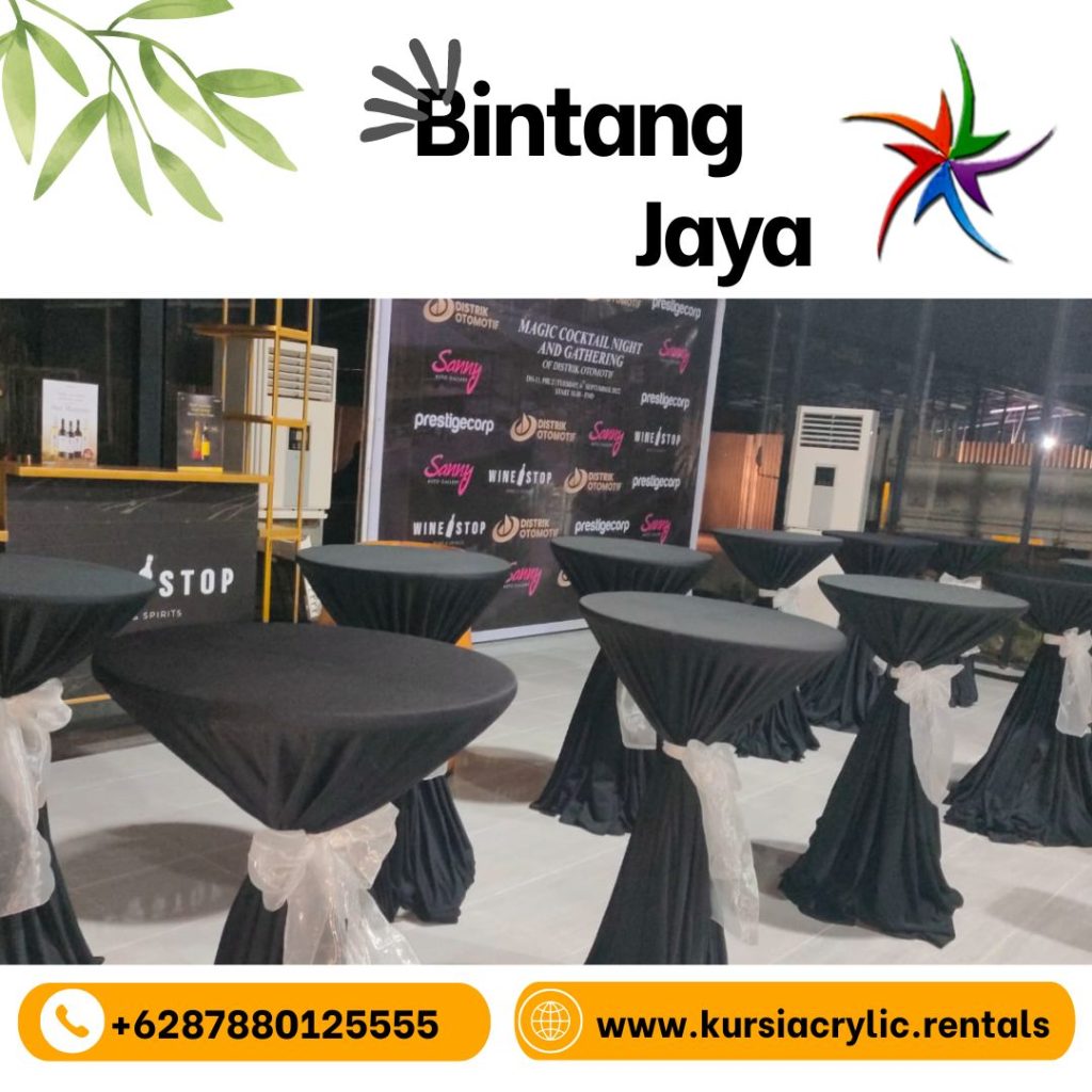 Sewa Meja Barstool Cover Tebar Ikat Pita Area Bekasi Tambun