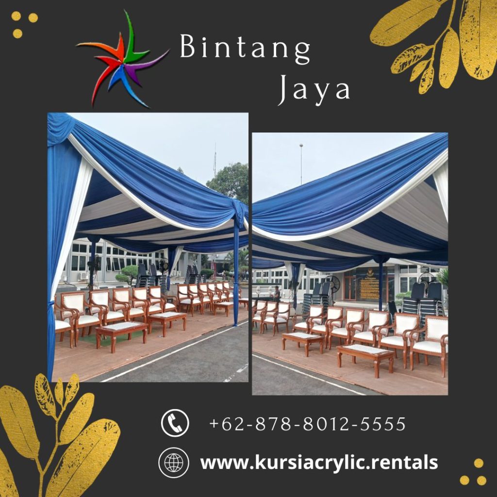 Disewakan Tenda Serut 5x12m Putih Biru Area Jakarta Utara