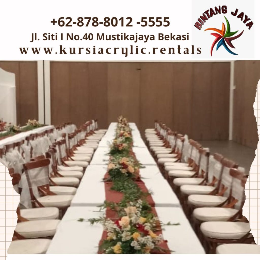 Rental Cross back Chairs Set Round Table Jakarta
