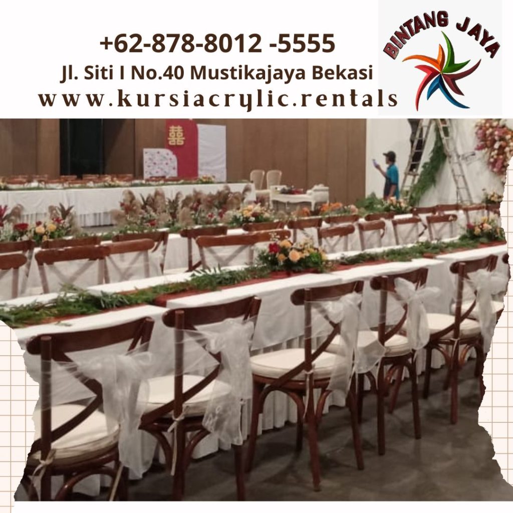 Rental Cross back Chairs Set Round Table Jakarta