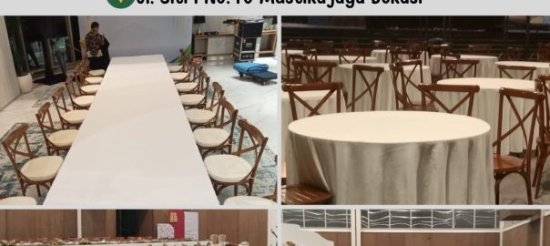 Rental Cross back Chairs Set Round Table Jakarta