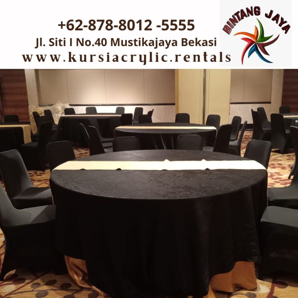Sewa Round Table Hitam Ukuran Kecil Enam Kursi di Jakarta