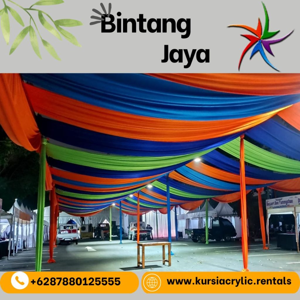 Sewa Tenda Roder Dekorasi Kain Serut Warna-warni Jakarta