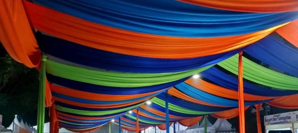 Sewa Tenda Roder Dekorasi Kain Serut Warna-warni Jakarta