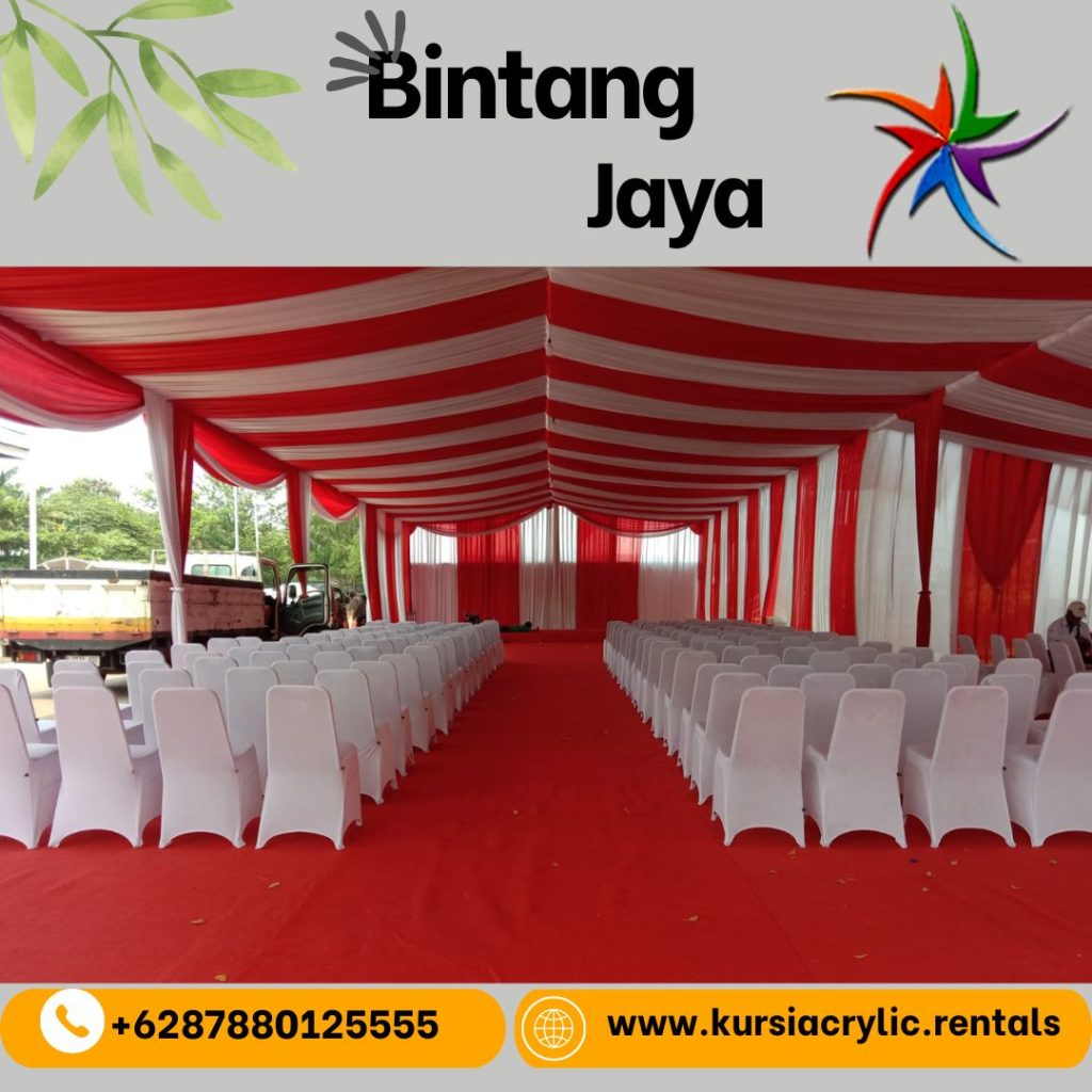 Rental Tenda Type Konvensional Dekorasi Kain Merah Putih di Jakarta