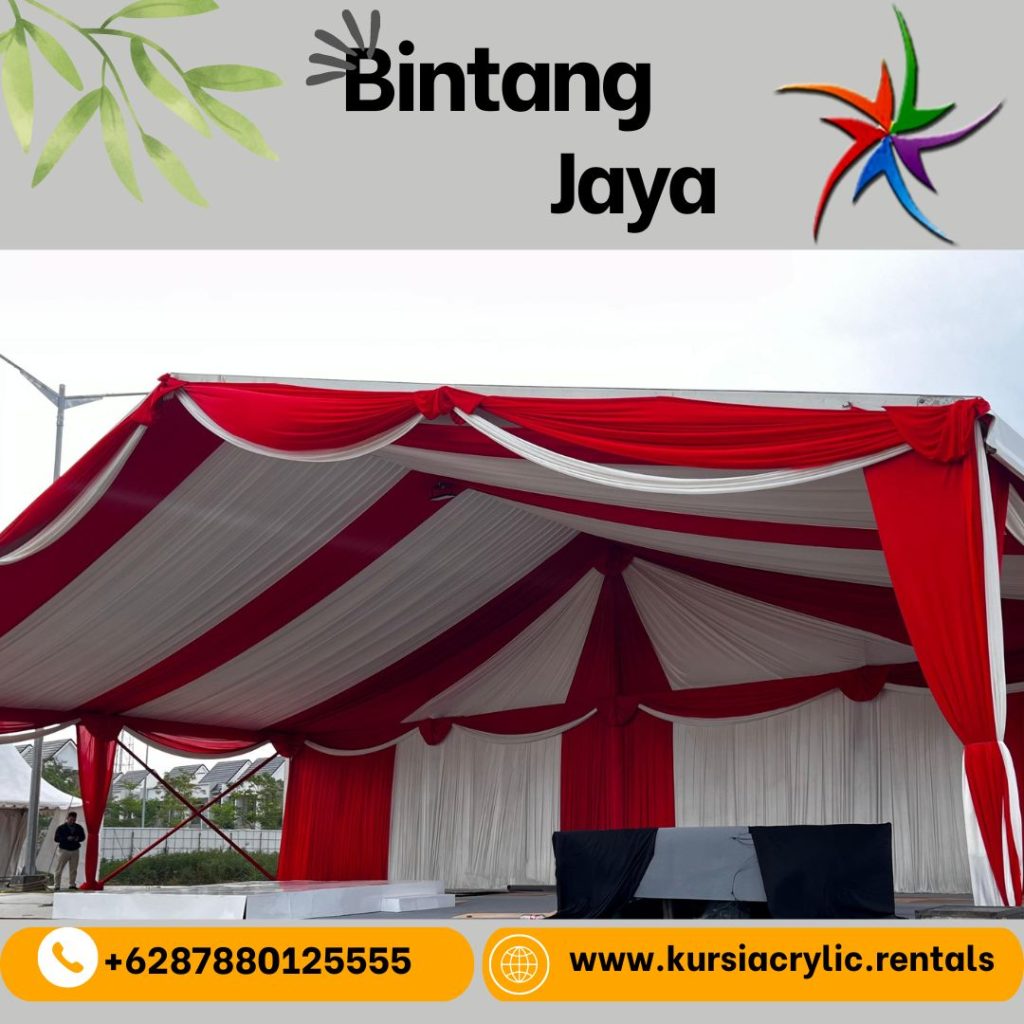 Rental Tenda Type Konvensional Dekorasi Kain Merah Putih di Jakarta