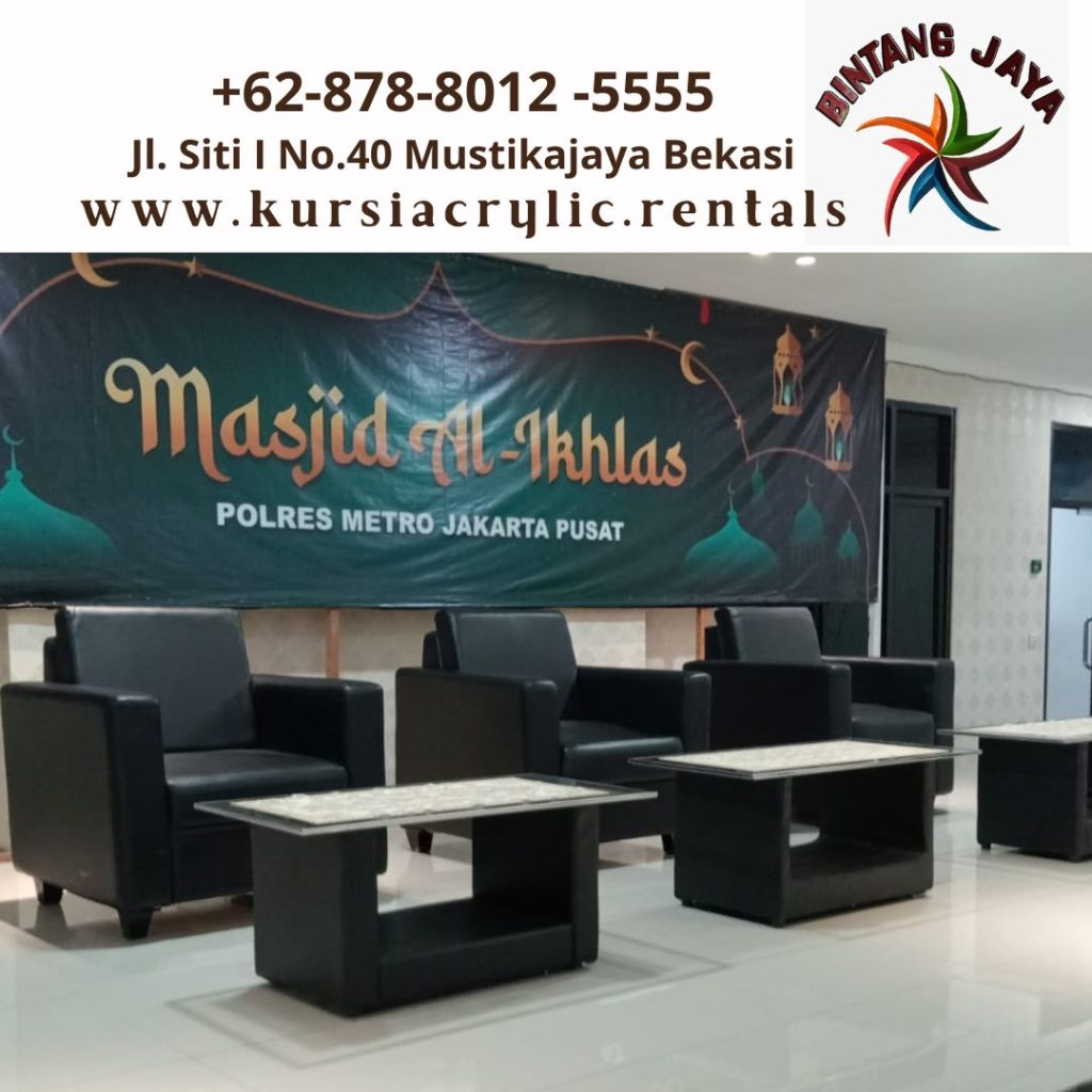 Sewa Meja Vip Kaca Set Sofa Kotak single Hitam Bogor