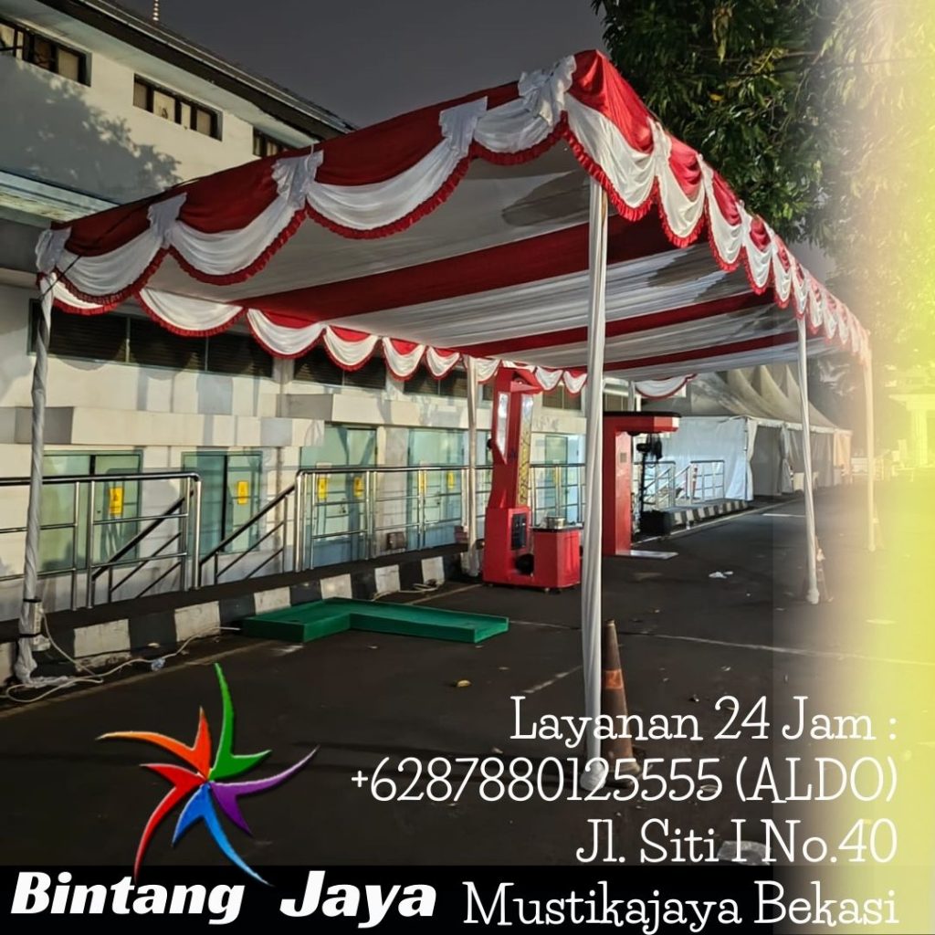 Sewa Tenda Konvensional Lengkap Tirai dekorasi Area Terdekat Jakarta