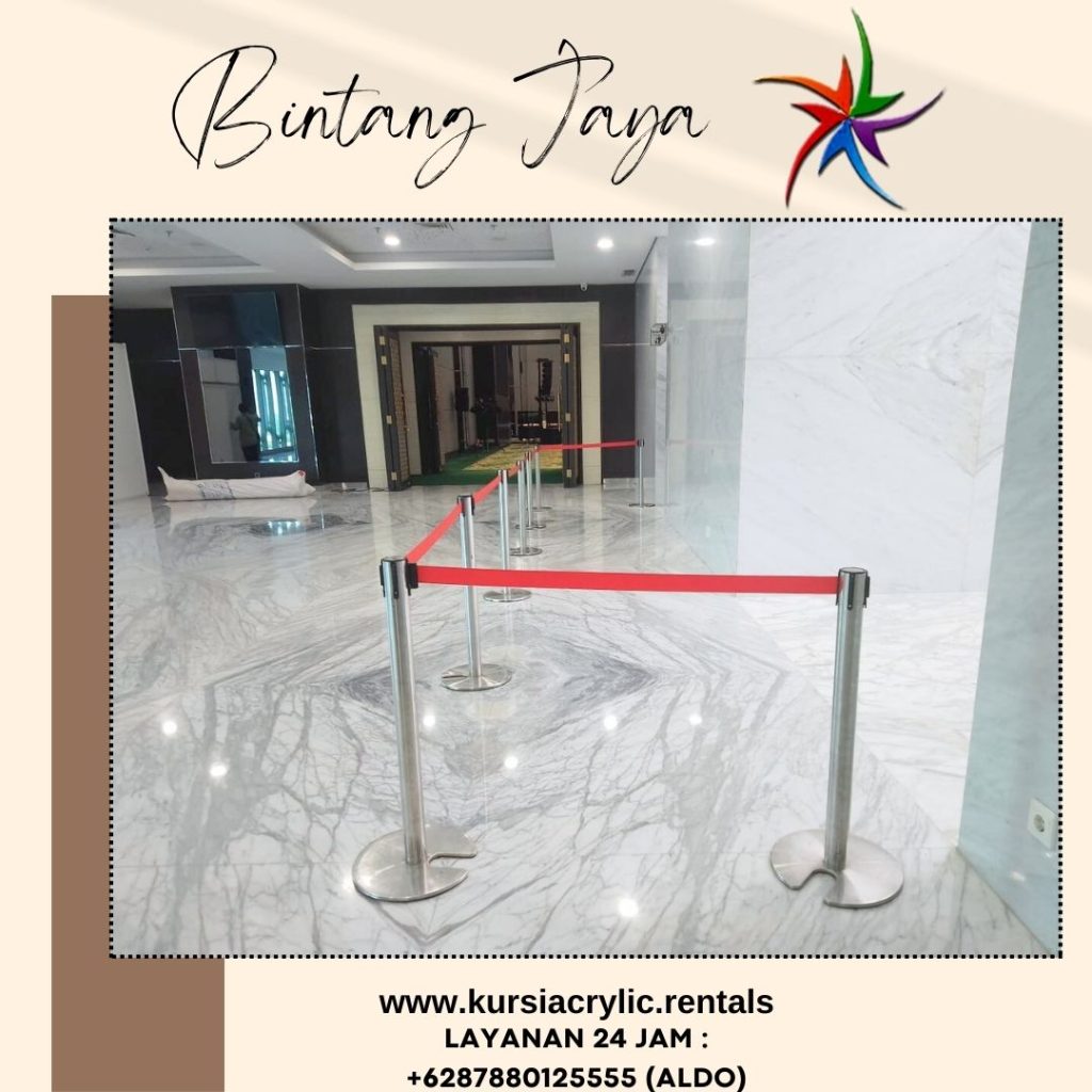 Jasa Sewa Tiang Antrian Stainless Merah Mewah Jakarta Selatan