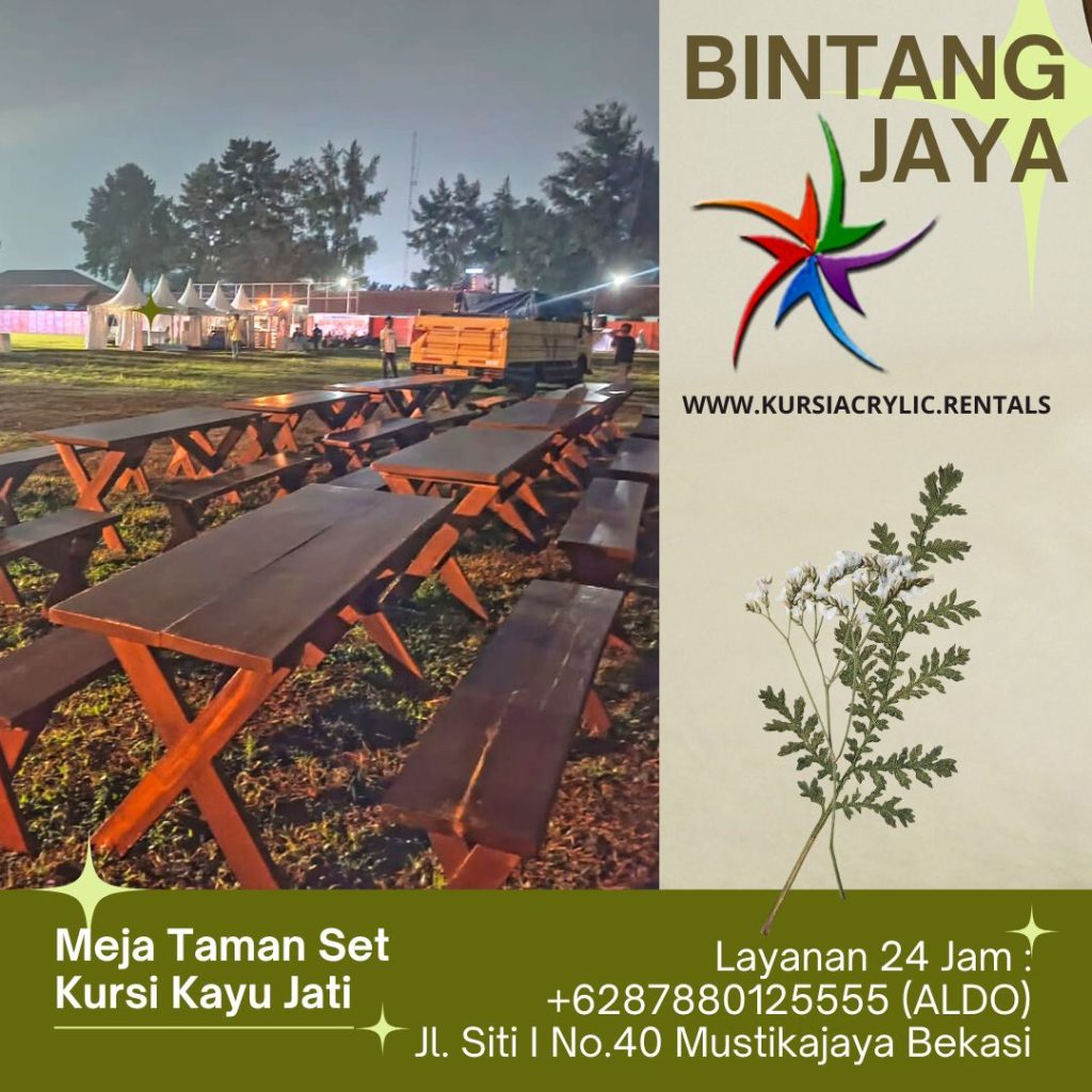 Sewa Meja Taman Outdoor Kayu Jati Terdekat Jakarta
