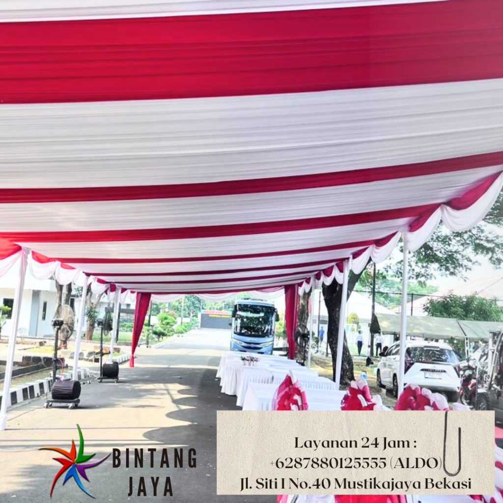 Menyewakan Tenda Merah Putih Dan Podium Cokelat Frame Stainless Jakarta
