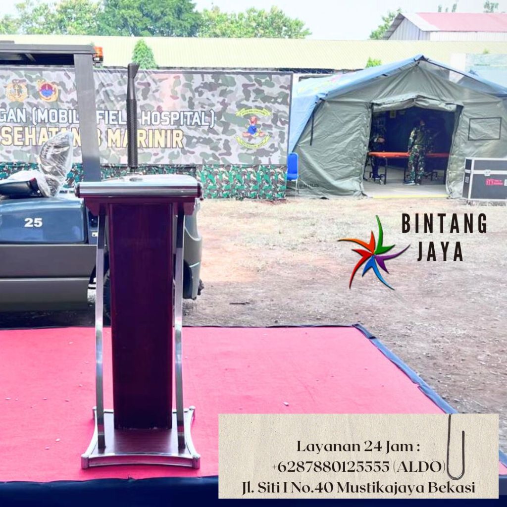 Menyewakan Tenda Merah Putih Dan Podium Cokelat Frame Stainless Jakarta