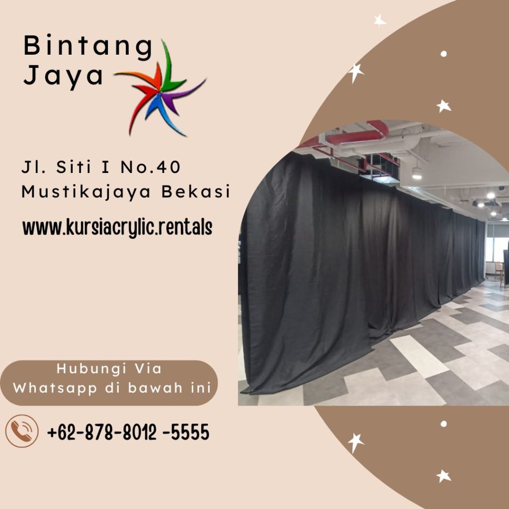 Sewa Meja Bulat Dan Tirai Hitam Area Jakarta Selatan
