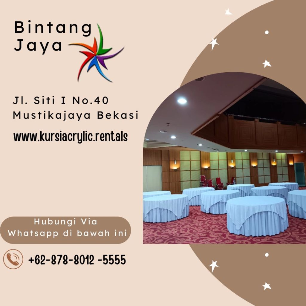 Sewa Meja Bulat Dan Tirai Hitam Area Jakarta Selatan