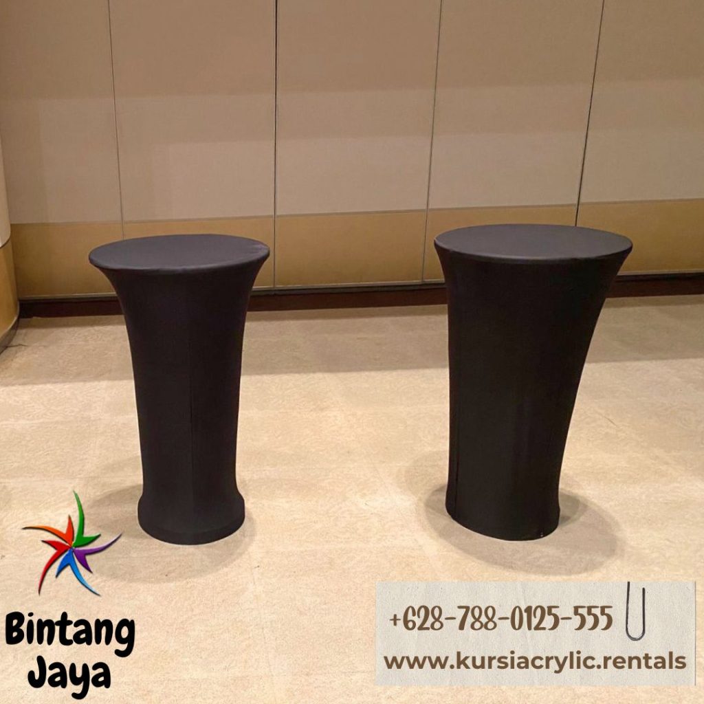 Pusat Sewa Meja Barstool Ketat Cover Hitam Mewah Area Cirebon