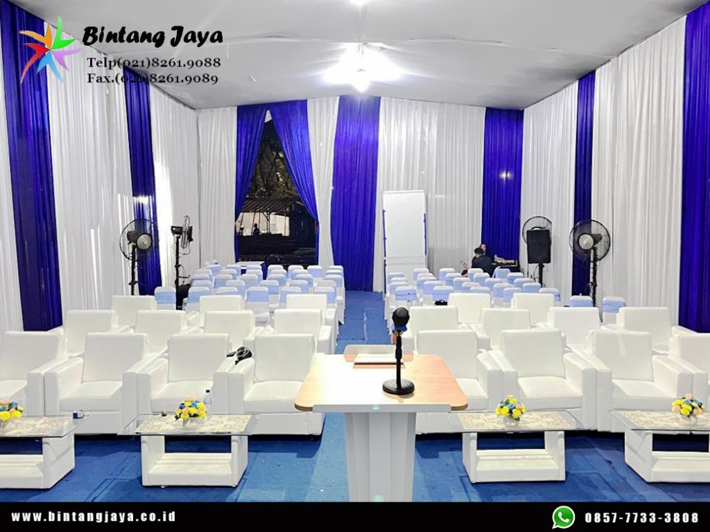 Sewa Tenda Plafon Tirai Biru Putih Cikarang Bekasi