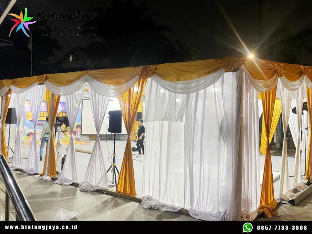 Sewa Tenda Hanggar Dekor Serut Putih Gold Jakarta