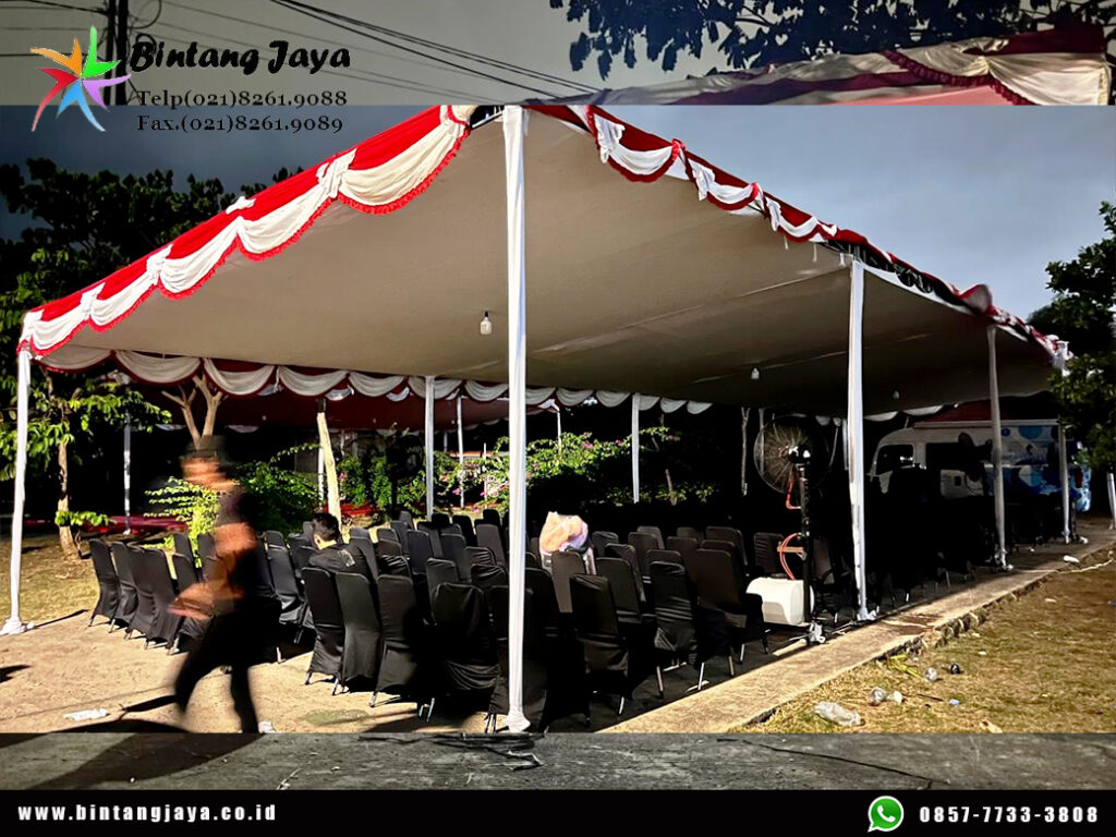 Jasa Sewa Tenda Kain Plafon Poni Merah Cibubur Jakarta Timur