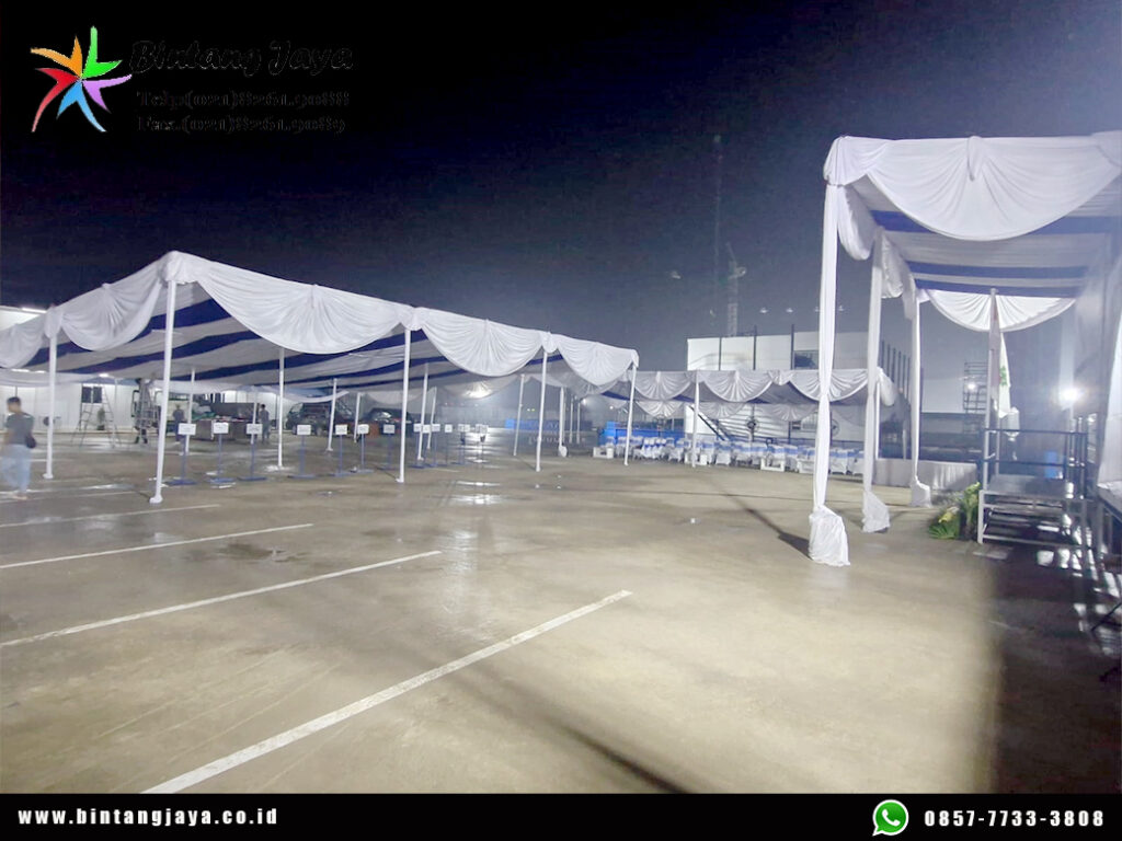 Sewa Tenda Kain Serut Poni Putih Area Cikarang