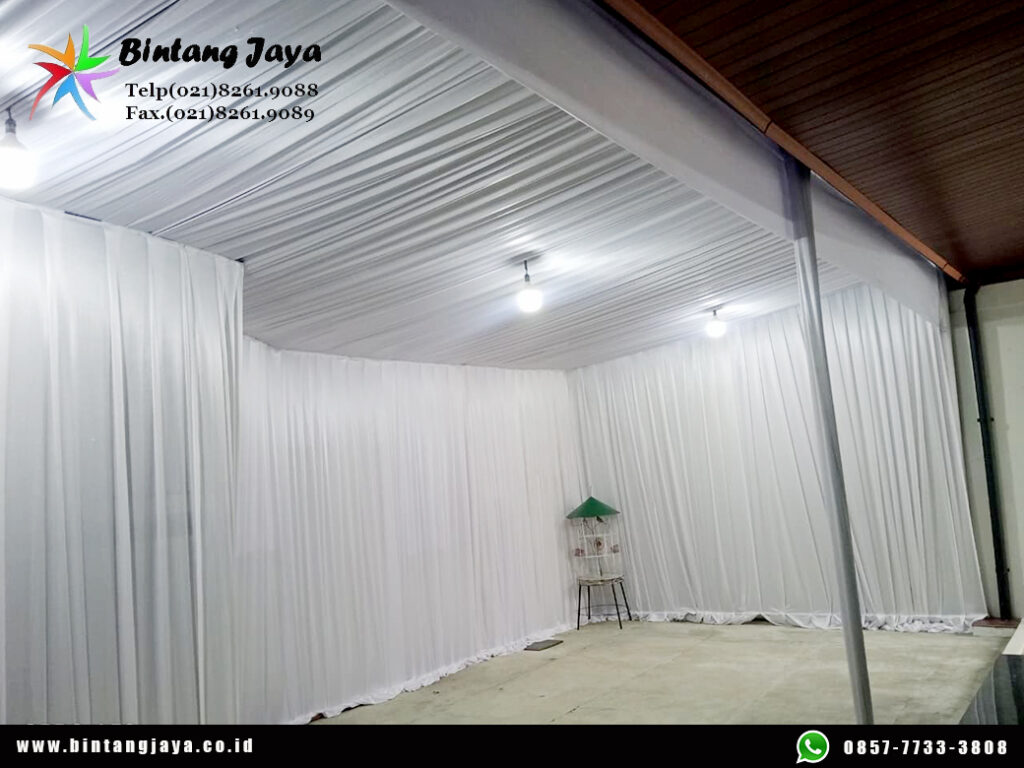 Sewa Tenda Event Bukber, Dekorasi Serut Kain Putih Jakarta