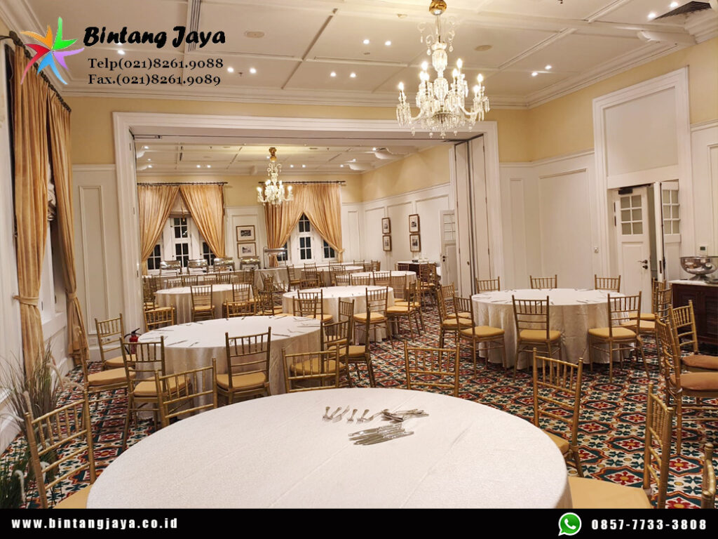 Rental Round Table dan Gold Tiffany Chairs Jakarta