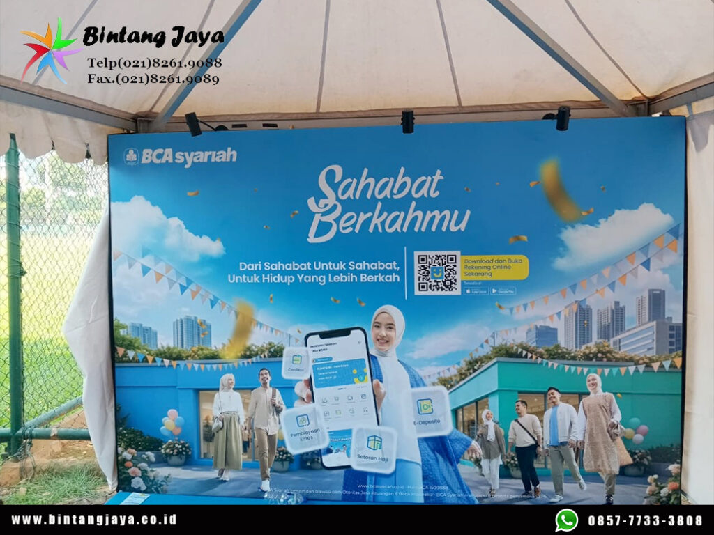 Sewa Backdrop Flexy untuk Branding dan Promosi BCA Syariah