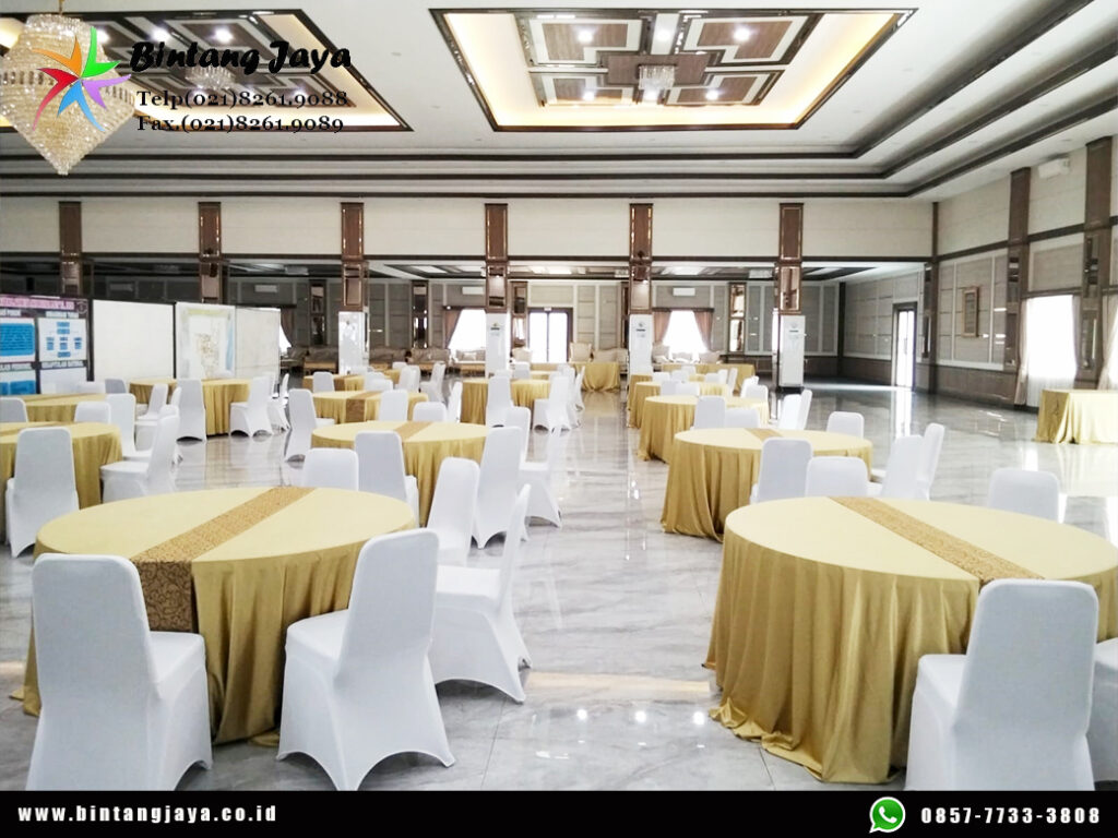 Sewa Kursi Event dan Meja Bulat Cover Gold Bogor untuk Acara yang Elegan
