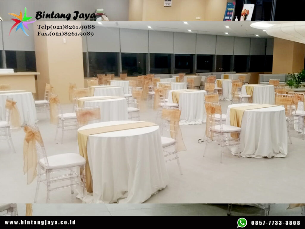 Rental Round Table D90cm, Kursi Acrylic Tiffany Jakarta