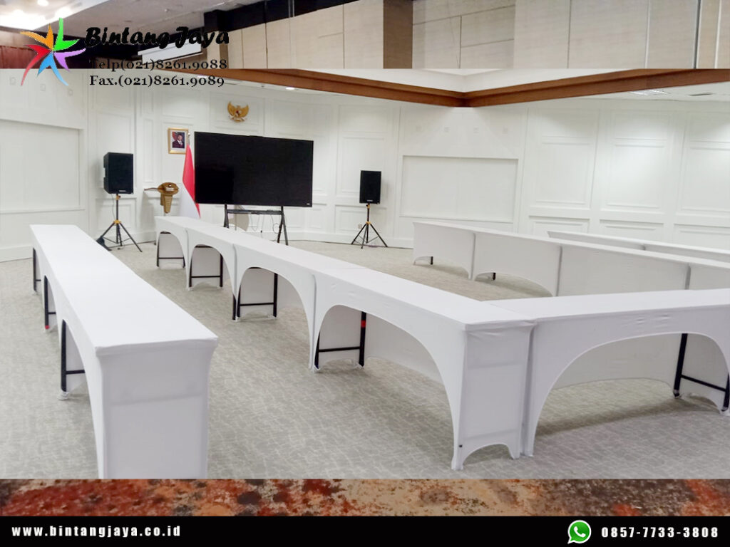 Rental IBM Table, Meja Persegi Panjang Ukuran 45x180 cm Jakarta