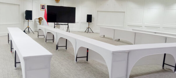 Rental IBM Table, Meja Persegi Panjang Ukuran 45x180 cm Jakarta