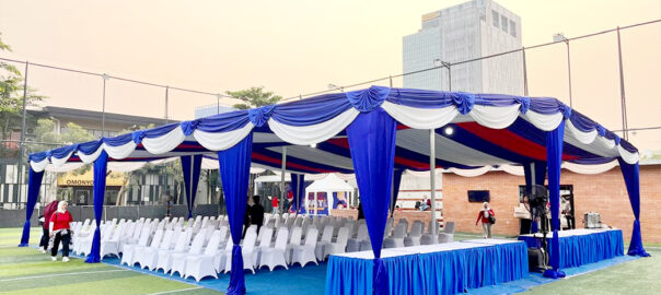 Rental Tenda Serut Biru, Putih, Merah, Meja, Kursi Jakarta
