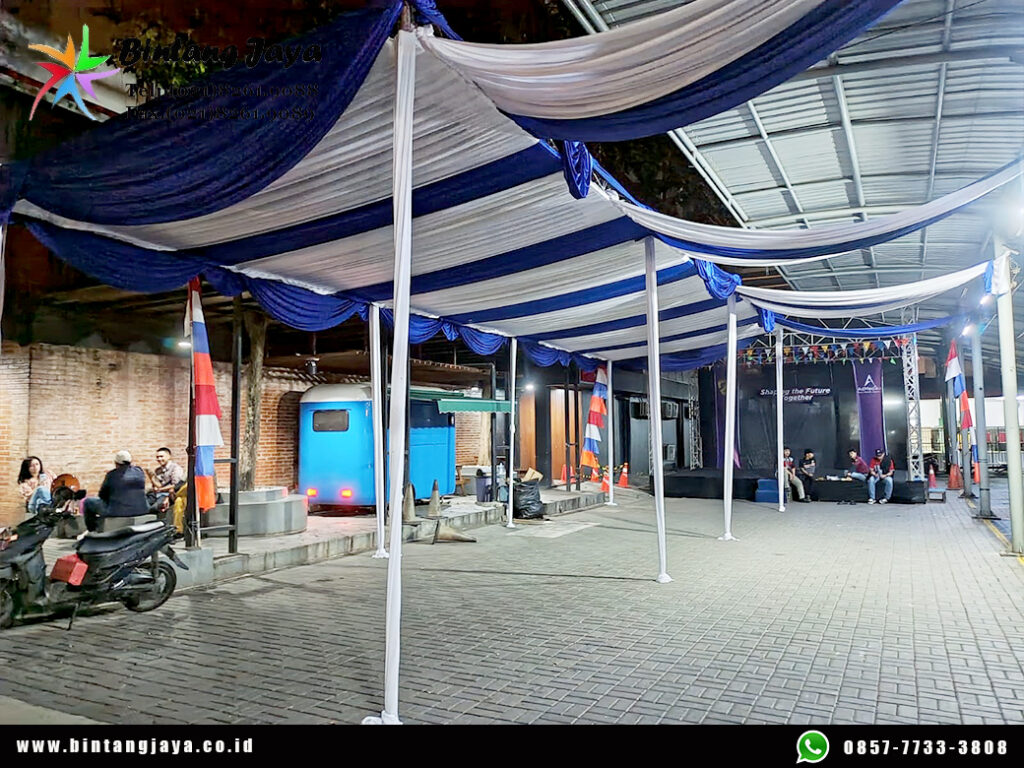 Rental Panggung, Backdrop, Tenda Serut Putih Biru Depok untuk Event yang Elegan