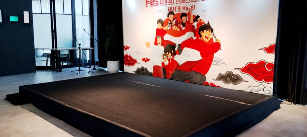 Sewa Panggung Cover Karpet Hitam Event PERTAMINA Jakarta untuk Acara Profesional