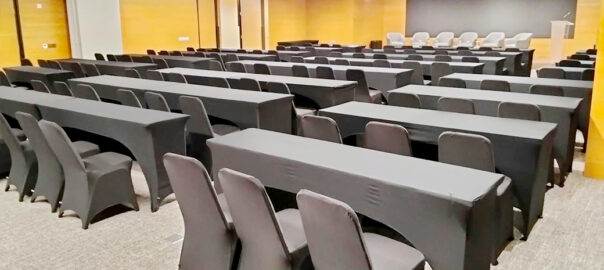 Sewa Meja IBM, Kursi Full Cover Hitam Jakarta 087885377555