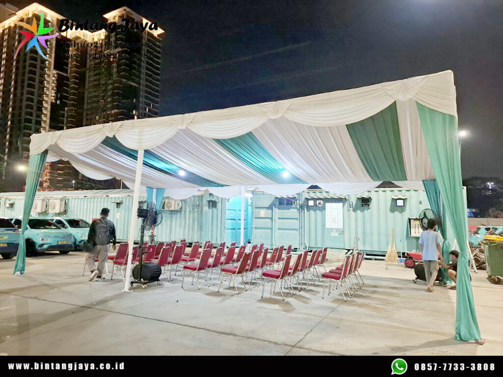 Sewa Tenda Serut Hijau Putih, Kursi Susun Bekasi 087885377555
