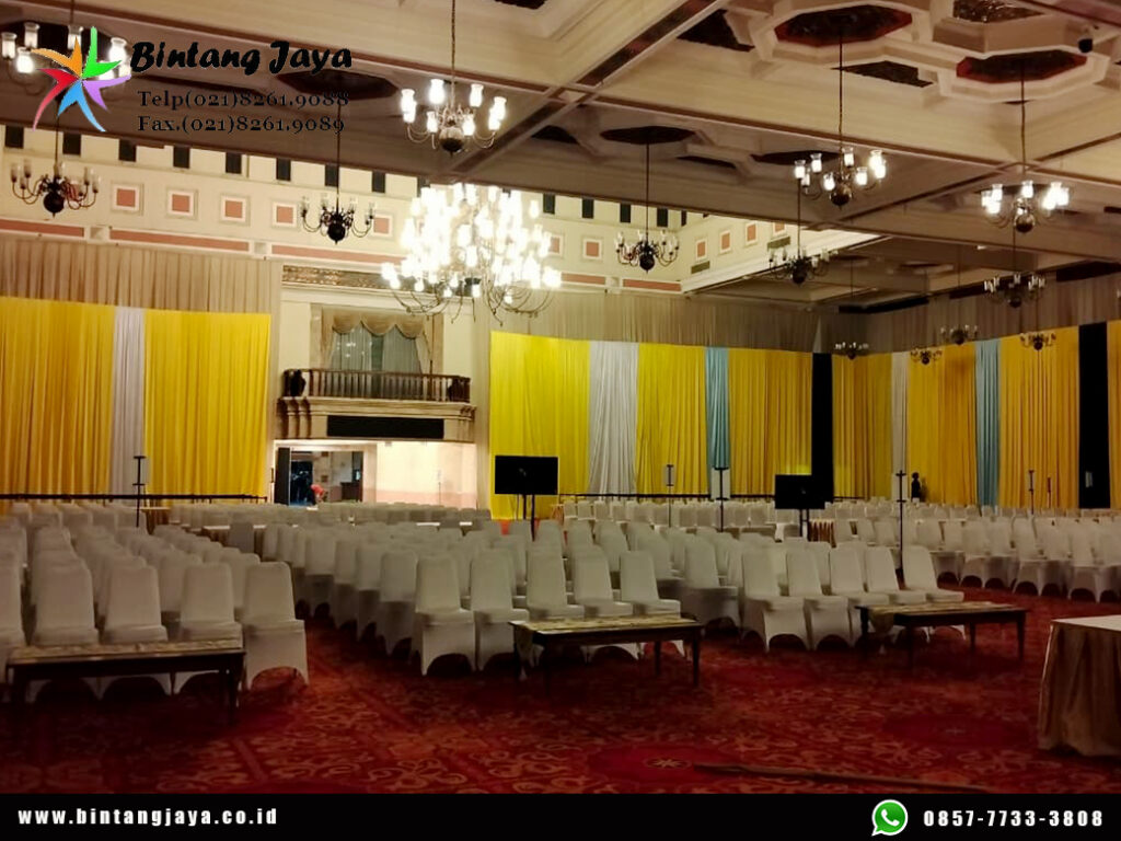 Sewa Tirai Gold Silver Putih Bahan Filamin Jakarta